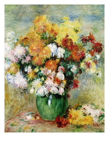 Bouquet of Chrysanthemums - Pierre Auguste Renoir Painting